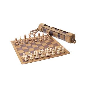 AQDAS INDUSTRIES Vintage Leather Durable Breathable Quick Dry Roll-Up <b>Backgammon</b> Chess <b>Set</b> Customized Printing Unisex Shoulder - Product Image 3