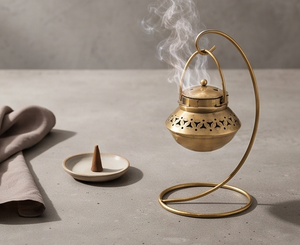 Iron Hanging <b>Incense</b> <b>Burner</b> Gold Metal Arch Stand Censer <b>Cone</b> Ash Catcher Holder Wholesale - Product Image 3