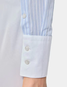 Chemise tissée à col boutonné pour femme, bleu clair, à motif géométrique, coupe ajustée, manches longues, pour le bureau - Product Image 2