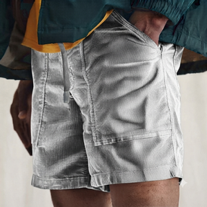 Shorts décontractés pour hommes en coton biologique côtelé, séchage rapide, respirants, anti-plis, longueur genou, taille élastique, été - Product Image 6