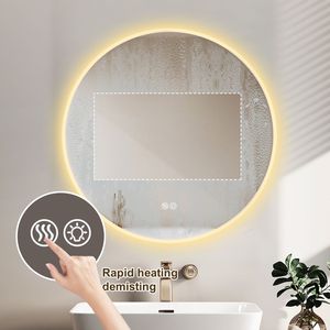 Adjustable Color Temperature LED Bathroom <b>Mirror</b> <b>Light</b> Wall Mounted Anti-Fog Vanity <b>Mirror</b> <b>with</b> Dimming Function <b>Round</b> Design - Product Image 4