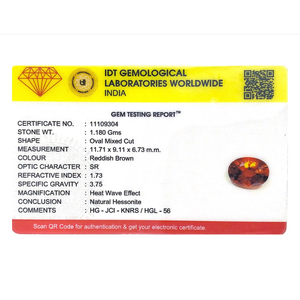 Natural Hessonite Gomed 5.9 Carat Oval Cut Loose Gemstone for Fine Jewelry - Product Image 4
