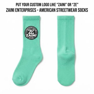 Premium Cotton Blend Ribbed Crew <b>Socks</b> 200 GSM Mint Green Custom Embroidered Logo Patch Eco-Friendly Quick Dry Compression <b>Socks</b> - Product Image 1