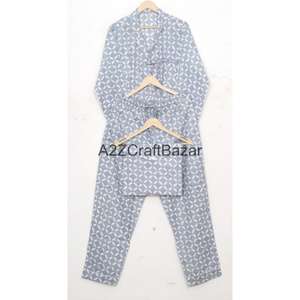 Conjunto de Pijama para Mujer 100% Algodón, Cuello Camisero, Manga Larga, Estampado Floral, Cintura Elástica, Largo Completo, Suave y Transpirable para Todas las Temporadas - Product Image 6