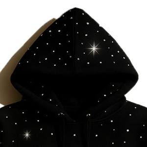 Sudaderas con capucha de invierno para hombre al por mayor, con cremallera, bordado de diamantes de imitación, logotipo frontal personalizado, 100% algodón, estilo streetwear y2k gótico - Product Image 5