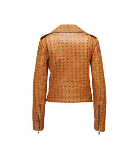 Stylish Women's PU Leather <b>Jacket</b> Embossed Dot Pattern Zipper Closure Turn-down Collar Autumn Style Slim Fit Regular Length - Product Image 4