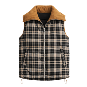 Chaleco Acolchado Reversible para Mujer, Sin Mangas, con Cierre Interior y Diseño a Cuadros, Cálido y Casual para Invierno - Product Image 1