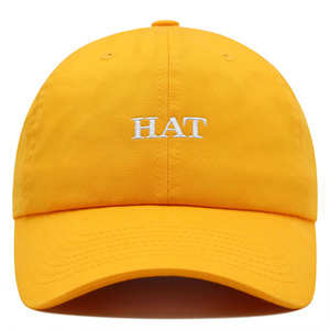 หมวกเบสบอลสีเหลือง 6 แผง ปักโลโก้ HAT ปรับขนาดได้ สไตล์ลำลอง ผ้าทวิล สำหรับผู้ใหญ่ - Product Image 6