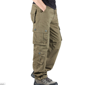 Pantalon cargo décontracté en toile pour homme, taille élastique droite, imperméable, respirant, écologique, anti-boulochage, vente en gros - Product Image 2