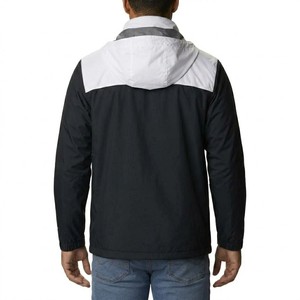 Men's Black And <b>White</b> Hooded Performance <b>Jacket</b> Lightweight Full Zip Windbreaker Outdoor Travel Rain Shell Outerwear - Product Image 5