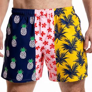 Men's Color Blocking Print Swim Trunks Mid Waist Elastic Quick Dry Board Shorts Casual <b>Patterned</b> Beach Wear 100% Polyester - Product Image 1