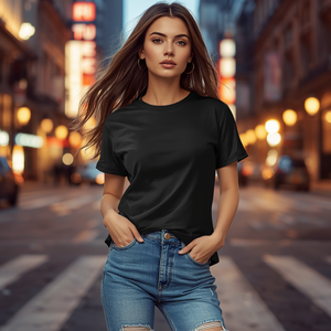 T-shirt décontracté pour femme en modal écologique 240 g/m², teint uni, coupe ajustée, manches lanternes, avec personnalisation OEM/ODM - Product Image 4