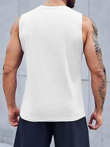 เสื้อกล้ามผู้ชายแบบปรับแต่งได้ เสื้อกล้ามผู้ชาย 100% ผ้าฝ้าย คอกลม ระบายอากาศ แห้งเร็ว สีพื้นสไตล์วินเทจ สีตามสั่ง - Product Image 2