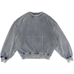 Sudadera desgastada de alta calidad, sudadera vintage de gran tamaño lavada con hombros caídos para hombre, camisa de manga larga de diseño clásico - Product Image 3