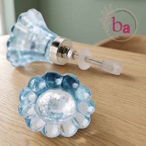 Hot Selling Aqua Crystal <b>Ceramic</b> Flower <b>Knobs</b> Industrial Dining Kitchen Wardrobe Dresser Cabinet Handle Pulls Bedroom Beads Art - Product Image 3