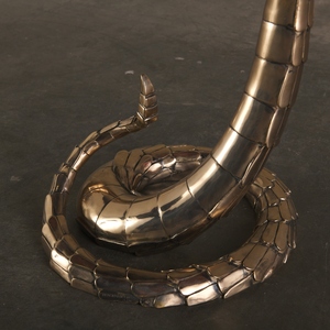 Snake Glass <b>Top</b> <b>Mirror</b> Console <b>Table</b> Metal Frame Bone Inlay Console <b>Table</b> Unique Metal Design Console <b>Table</b> - Product Image 3