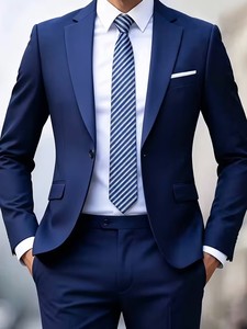 Costume de luxe bleu roi pour homme 2026, revers pointus, coupe ajustée, simple boutonnage, pour affaires, mariage, bal de promo, soirée, ensemble 2 pièces - Product Image 3
