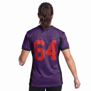 เสื้อฟุตบอลอเมริกันพรีเมียมสำหรับผู้หญิง แบบสั่งทำพิเศษด้วยเทคนิค Sublimation เสื้อฟุตบอลผู้หญิง คอวี - Product Image 2