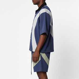 Ensemble court 100 % coton, col rond, manches longues, color block, poids moyen, logo personnalisé imprimé, couleur personnalisée, écologique – Meilleures ventes - Product Image 5