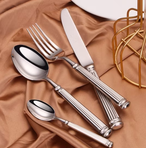 Cucharas de acero inoxidable para fiestas, juego de 18 piezas, cucharas y tenedores reutilizables, diseño exclusivo, cuchara de acero con mango corto - Product Image 3