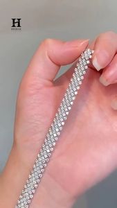 High-Density Multi-Row Tennis <b>Bracelet</b>, Sparkling Wide Band Zirconia <b>Bracelet</b> for Evening Wear - Product Image 4