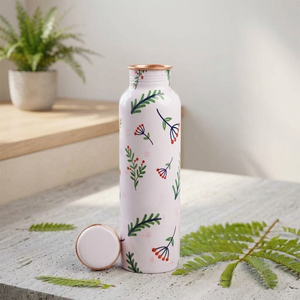 Bouteille d'eau rose en cuivre avec motif licorne et arc-en-ciel, motif de dessin animé, gourde de voyage portable - Product Image 6