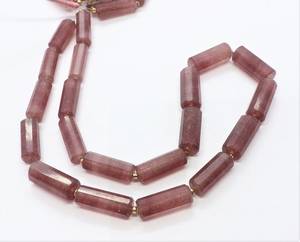 Natural Pink Strawberry <b>Quartz</b> Faceted Pipe Shape Beads 6x20 MM Strawberry <b>Quartz</b> <b>Tube</b> Shape Gemstone Beads Pink Strawberry - Product Image 4