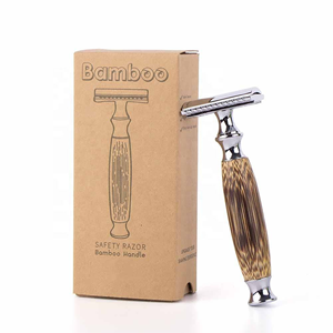 Reusable Bamboo Wood Handle Safety Razor Double Edge Eco Friendly Shaving Razor for <b>Men</b> Women OEM Wholesale Supply - Product Image 1