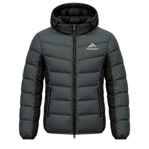 Men's Hooded Puffer Jacket <b>Warm</b> Quilted Winter Outdoor <b>Coat</b> Lightweight <b>Waterproof</b> Jacket One Apex - Product Image 4