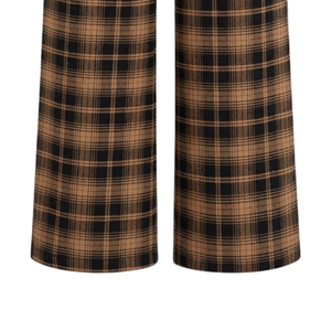 Pantalones anchos a cuadros dorados para mujer, con cintura elástica, cordón y bolsillos laterales, para ropa de dormir informal y ropa de casa - Product Image 5