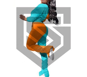 Conjunto de chándal unisex con estampado de abullonado personalizado 100% chándal de algodón con pantalones acampanados y Sudadera con capucha para hombres y mujeres para invierno - Product Image 1