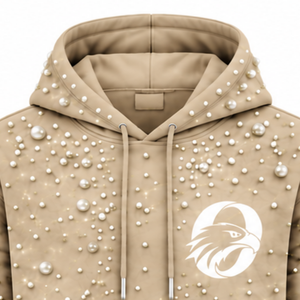 Sweat-shirt à capuche unisexe beige perlé, coupe oversize, style streetwear décontracté, avec cordon de serrage et poche kangourou, tendance - Product Image 3