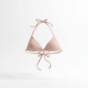 Haut de bikini noir pour femme avec cordon de serrage à l'avant et bretelles réglables, maillot de bain uni en spandex et polyester - Product Image 5