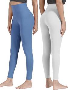 กางเกงเลกกิ้งรัดรูปเอวสูงสำหรับผู้หญิงผ้าถักมีตะเข็บ20% ใยสังเคราะห์80% ล้วนเอวสูงรัดรูปแห้งเร็ว - Product Image 2