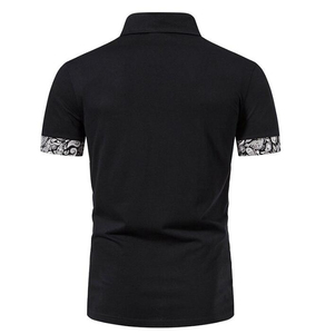 Polo de manga corta blanco para hombre con puños y cuello con estampado de Paisley, informal, de punto, de algodón, transpirable, de corte regular - Product Image 4