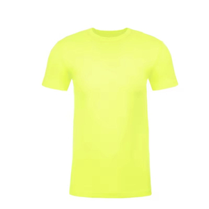 T-shirt à manches courtes pour homme, jaune fluo, col rond, coupe classique, couleur unie, jersey 100% coton, séchage rapide et écologique - Product Image 1