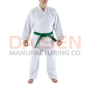 Uniforme de Karate Blanco para Niños con Cinturón Verde, Ropa de Artes Marciales de Algodón Resistente, Talla Infantil, Corte Regular - Product Image 4