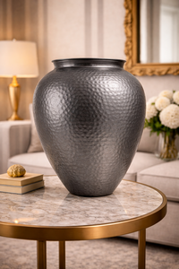 Decorative Iron Flower Vase Elegant Floor <b>Standing</b> Metal Vase With Grey Finish For Living Room <b>Corner</b> Decoration Purpose - Product Image 3