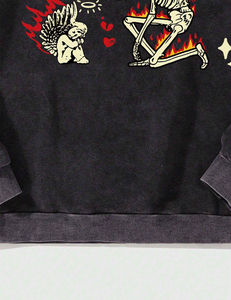 Sweat à capuche oversize Y2K pour homme, streetwear, imprimé graphique vintage, pull épais en molleton 100% coton, hiver, logo personnalisé - Product Image 4