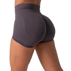 Vente en gros de shorts de gym pour femmes taille haute personnalisés grande taille mode Streetwear motif solide élastique pour l'entraînement de fitness - Product Image 3