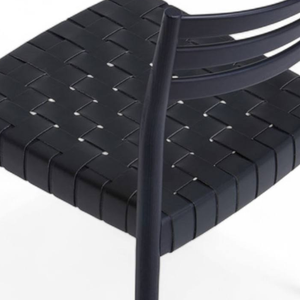 Chaise de salle à manger d'extérieur noire tressée, siège de jardin imperméable, mobilier de patio, restaurant, hôtel - Product Image 3