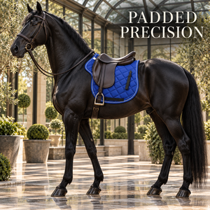 Tapis de selle matelassé en diamant avec sangles de maintien à ligne supérieure incurvée |   Profil rembourré et façonné avec passepoil pour l'équitation - Product Image 4