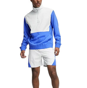 Survêtement coupe-vent respirant noir personnalisé pour l'hiver, haute technologie, léger, en polyester, avec capuche et short doublés, haute qualité - Product Image 1