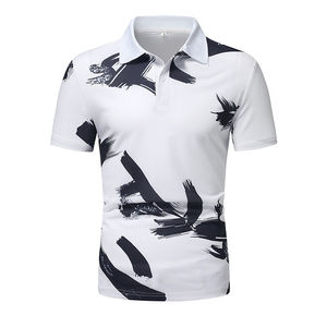 Chemises pour hommes à manches courtes en tricot imprimé numérique, style personnalisé, anti-rétrécissement, décontractées, mélange polyester/coton, grande taille, 220g, en promotion - Product Image 1