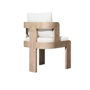 Contemporary Modern Outdoor Dining <b>Chair</b> Solid <b>Teak</b> Wood Thick Cushioned Seat and Backrest Comfortable Patio Resort Seating - Product Image 3
