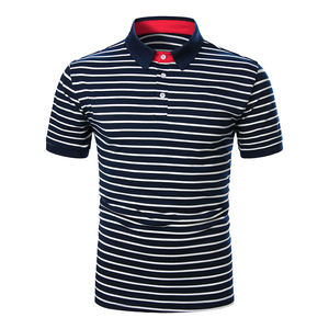 เสื้อเชิ้ตแขนสั้นผู้ชาย ผ้าฝ้าย 100% ระบายอากาศได้ดี ลายทาง ดีไซน์สีสันเข้ากัน แฟชั่นปกเสื้อ - Product Image 1