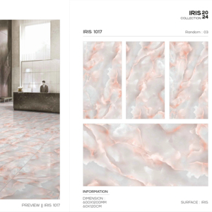 Carrelage en porcelaine Iris de haute qualité 600x1200 Grand format Effet cristal premium Surface murale et de sol Utilisation intérieure et extérieure moderne - Product Image 1