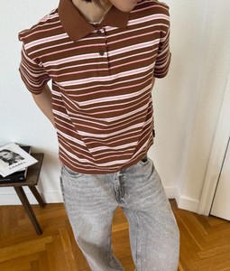 Chemise de rugby pour femme à manches courtes, col demi-boutonné, en maille Oxford, style décontracté vintage preppy, pour l'été - Product Image 5