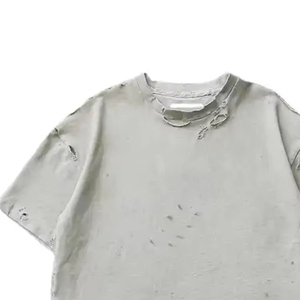 Camisetas de streetwear de gran gramaje con logo personalizado, estilo vintage lavado, para hombre, cortas, oversize, desgastadas, al por mayor - Product Image 1