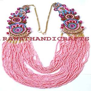 ผู้ผลิตอินเดียสร้อยคอลูกปัดกระดูกที่มีการออกแบบแฟนซีสร้อยคอใช้สำหรับงานแต่งงานพร้อมลูกปัดหลากสี - Product Image 1
